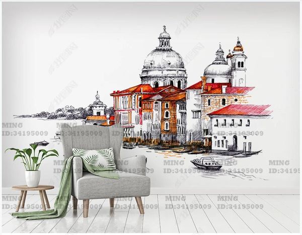 

3d wallpaper custom p mural on the wall hand drawn watercolor castle home decor living room 3d wall murals wallpaper for walls 3 d