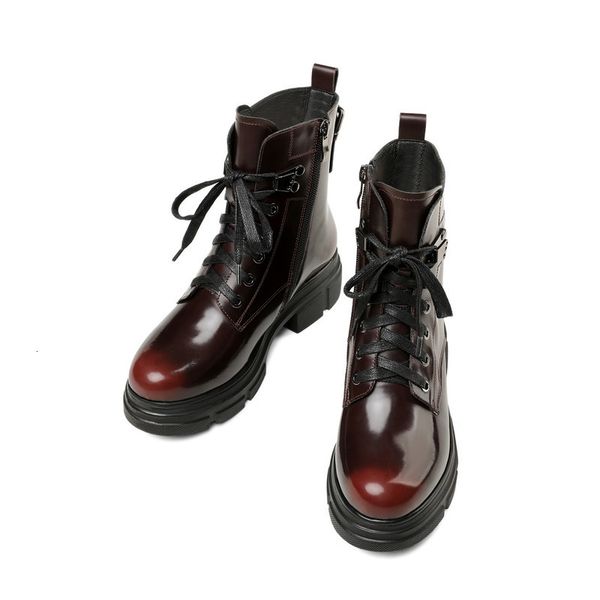 

2021 new genuine heels toe ladies wear lace up to boots for women r2jr, Black