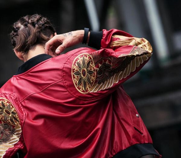

2020 new gold wings embroidery punk motorcycle slim coat mens leather biker jacket fur for bomber faux red black outwear ing