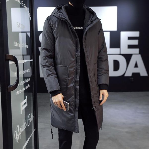 

winter men's long parkas coat hooded thick warm new outwear casual fashion l6, Black