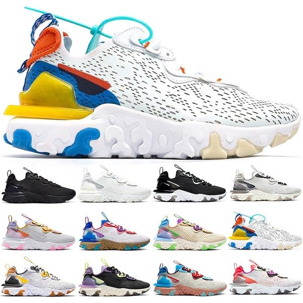 

men react vision women running shoes triple black white iridescent vast grey pn dust saffron mens trainers sports sneakers size 36-45, White;red