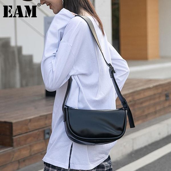 

cross body [eam] women wide strap small vintage pu leather flap personality all-match crossbody shoulder bag fashion tide 2021 18a1228