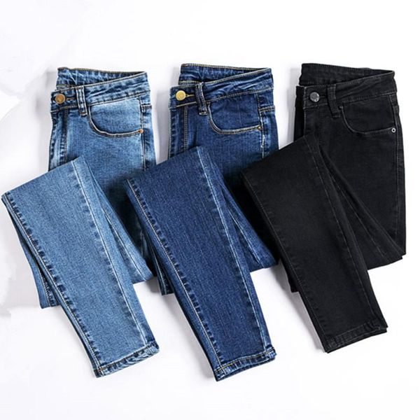 

women's jeans 2021 female denim pants black color womens donna stretch bottoms skinny for women trousers, Blue