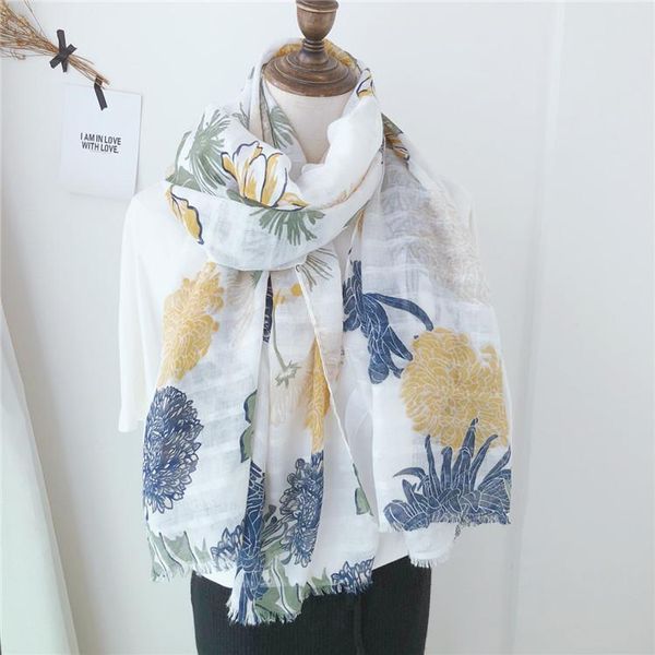 

scarves holiday women scarf girls wraps hijab thin cotton soft foulard scarfs printed female, Blue;gray