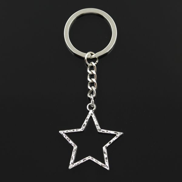 

fashion 30mm key ring metal key chain keychain jewelry antique silver color plated hollow star 37x35mm pendant