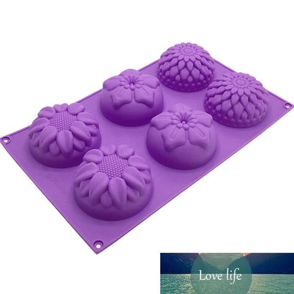 Bakeware Bolo Moldes Silicone Non-Stick 3D Sunflower Flor Jelly Donuts Pudding Sabão Roxo Pastelaria Ferramentas de Cozinha Acessórios