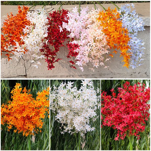 120cm Artificial seda oncidium flor dança senhora filial de orquídea para casamento decoração home arranjo de flor falso