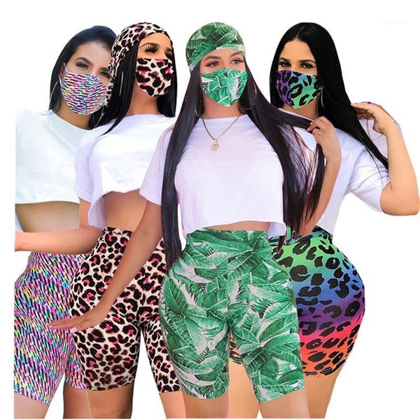

yoga outfits female summer shorts fashion printed high waist slim casual pants 2021 skinny leotard stretch mini sportpants femme 1, White;red