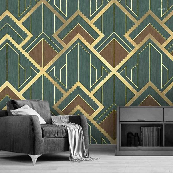 

custom mural 3d creative geometric pattern golden lines tv background wall papers home decor living room bedroom p wallpaper1