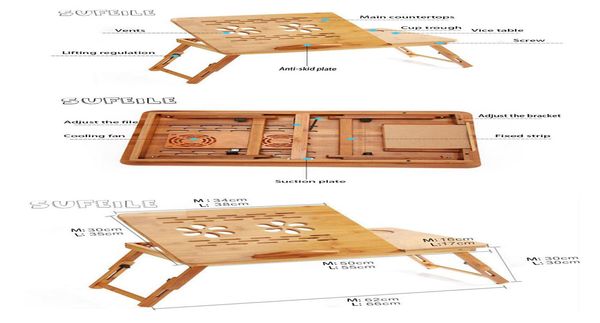 

sufeile открытый офис натурального бамбука ноутбука стол стол с регулируемой высотой складной стол компьютерный стол портативный ноутбук сте