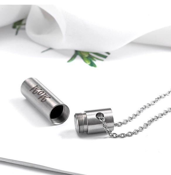

cylinder cremation 1pc shaped family stainless steel pendant necklace mom dad pet ashes urn jewellery
