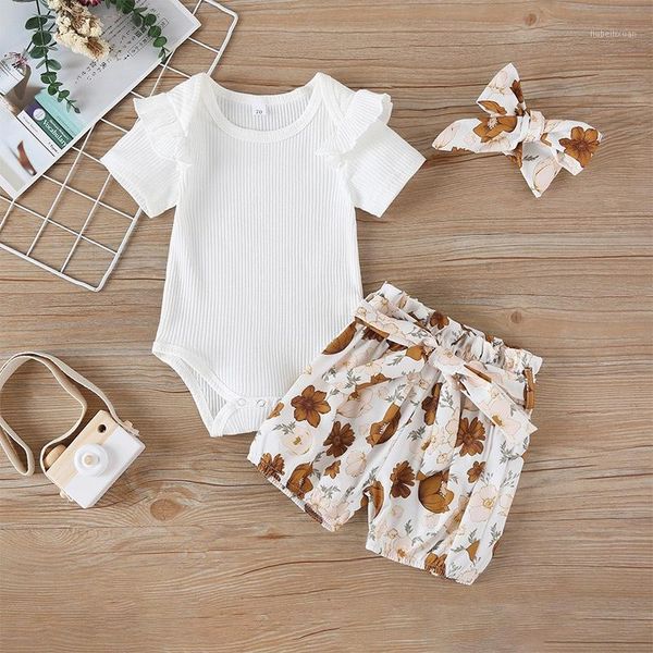 

2020 summer 3pcs girl jumpsuits newborn baby girl romper infant jumpsuits sunsuit summer clothes outfits 0-18m new arrival1, White