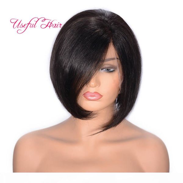 

lace front wigs brazilian hair short hair bob wigs lace frontal wig human hair black color bobo style lace wigs 2020 bob short black, Black;brown