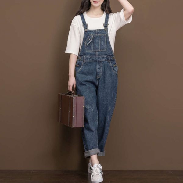

2020 anyi forest 572nd tree / literary washed denim cotton student wide leg casual pants girl, Blue