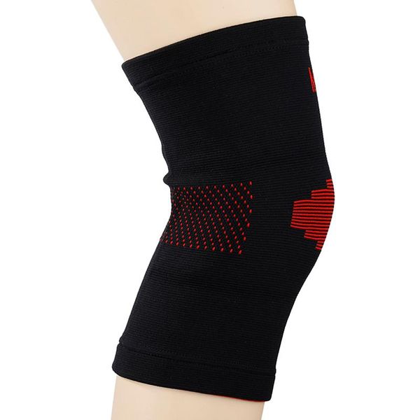 

1pair sports leg knee support brace wrap protector pad patella guard sleeve running and riding knitted knee pads, Black;gray