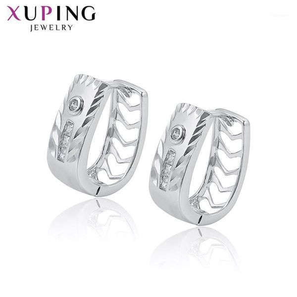 

xuping synthetic cubic zirconia hoop earrings for women european style small environmental copper fashion jewelry 981161, Golden;silver