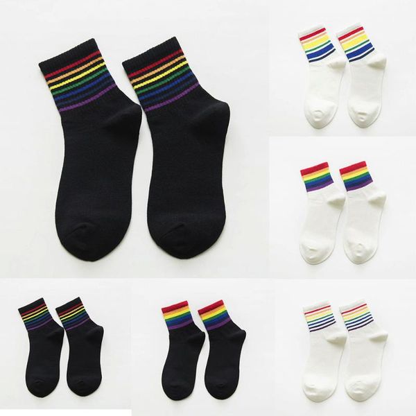 

men's socks fashionable winter cotton rainbow striped xmas fashion warm chrismas sweet and lovely, comfortable, Black