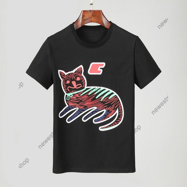 

summer 2021 new designers mens clothes tshirt color letter animal cat printing casual t-shirt women luxury t shirt dress tee, White;black