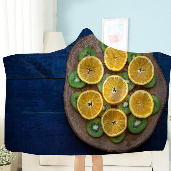 

delicious fruit print hooded blanket 3d orange cucumber blanket wool for children's bedroom