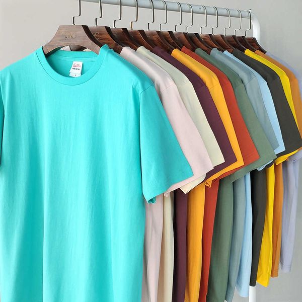 

230g loose cotton short sleeve t-shirt pure white street men's fashion, White;black