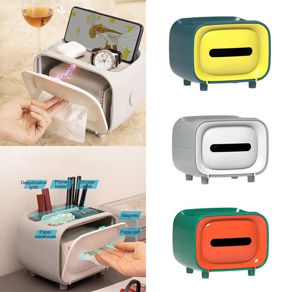 

1pc cute magnetic tissue box storage multifunctional paper pumping phone holder
