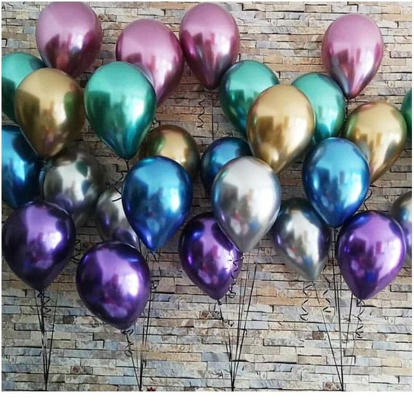 

10pcs 12inch new metallic latex balloons thick pearly metal chrome alloy colors pgraph wedding party decoration bbyjme