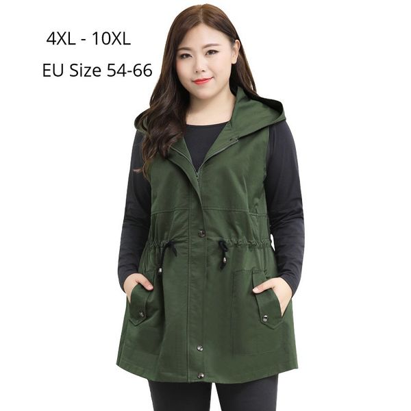 

plus size 10xl 8xl 6xl 4xl women sleeveless coats fashion women spring autumn hoodies outwear vest ladies hoodied slim cardigan 210204, Black;white