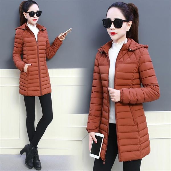 

winter detachable hooded jacket women 2020 winter autumn slim warm jackets outwear women parkas medium long coats plus size 6xl, Black