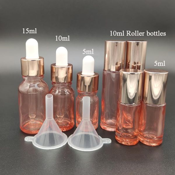 

9pcs empty refillable bottles sets roller bottles and glass dropper for essential oil perfume cosmetic containers