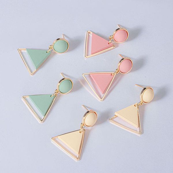 

autumn winter new korean earrings vintage acrylic pink drop earring for women fashion heart dangle earring 2020 trend jewelry, Silver