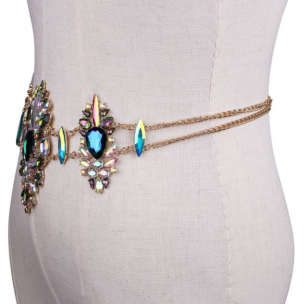 

new metal belts women's chain diamante full rhinestone bride wide bling female crystal waist belt accessories, Black;brown