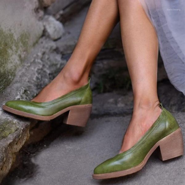 

new high heels shoes woman pointed toe ladies pumps vintage chunky heels platform female shoes big size zapatos mujer1, Black