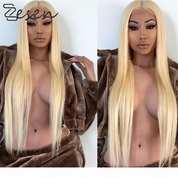 

zesen synthetic lace front wig for black women supper long 26inch blond color natural straight hair wigs cosplay wigs