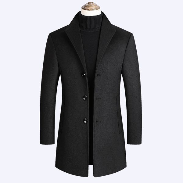 

coat new of the men thick men's winter wool classic solid fashion jacket collar button and jackets qf6l, Black;brown