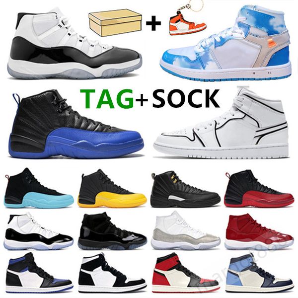 

1s high mens basket shoes men women 11 25th anniversary bred 12 indigo game flu game sneakers trainers outdoor
