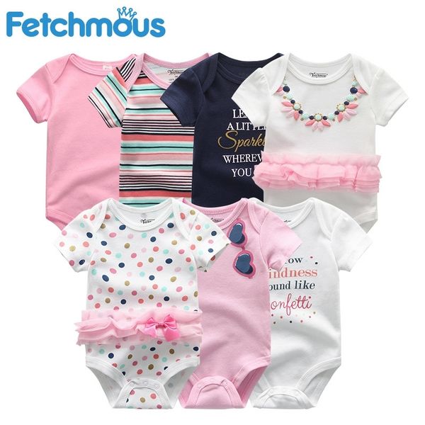 

baby girl clothes cotton newborn boy baby romper 7pcs/lots short sleeve toddler costume cartoon baby onesie jumpsuit y200320, Blue