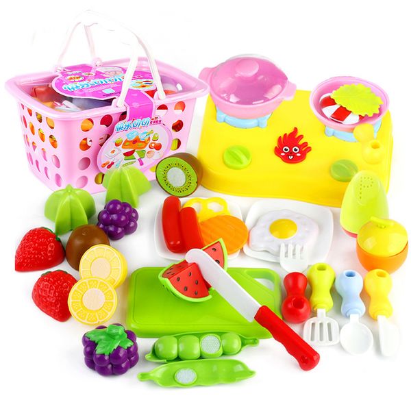 30 pcs / set crianças brinquedos de cozinha cortando frutas vegetais fingir jogar jugluetes fofo plástico educacional meninas meninos brinquedos presentes lj201009