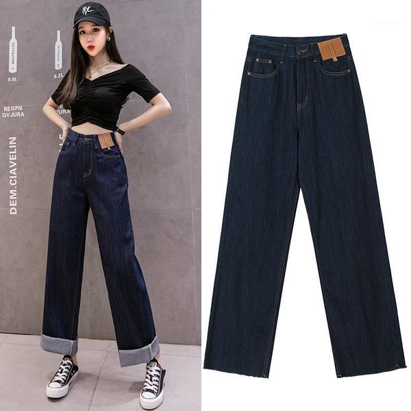 

casual new 2020 fashion women quality solid loose wide leg high waist multi-pockets baggy female pants1, Blue