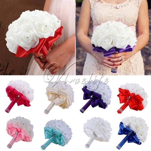 

decorative flowers & wreaths wedding bouquet bridal bridesmaid aartificial flower roses posy handmade decoration favor quality