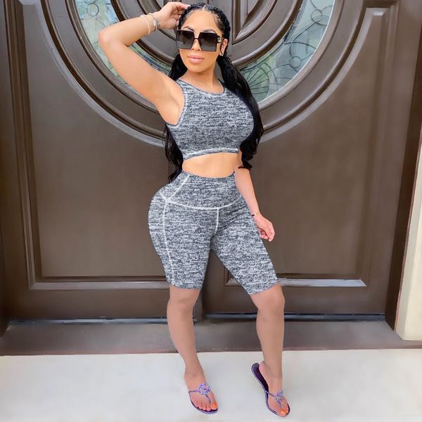 

women outerwear women's two piece suits beach wear sport tracksuits lady casual + shorts outfits fitness sweatsuits wholesale, Gray
