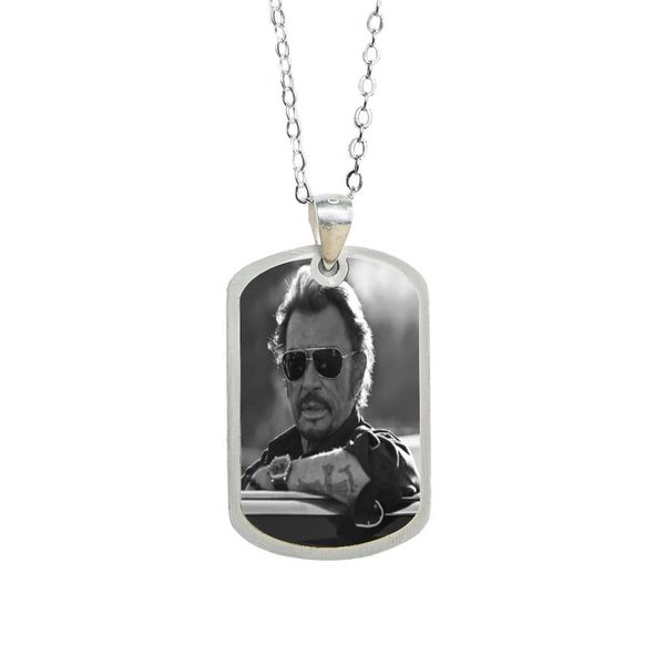 

вы можете отправить фотографии на настройку) songda classic rock singer johnny hallyday art изображение 3d печать ожерелье подвеска a2, Silver