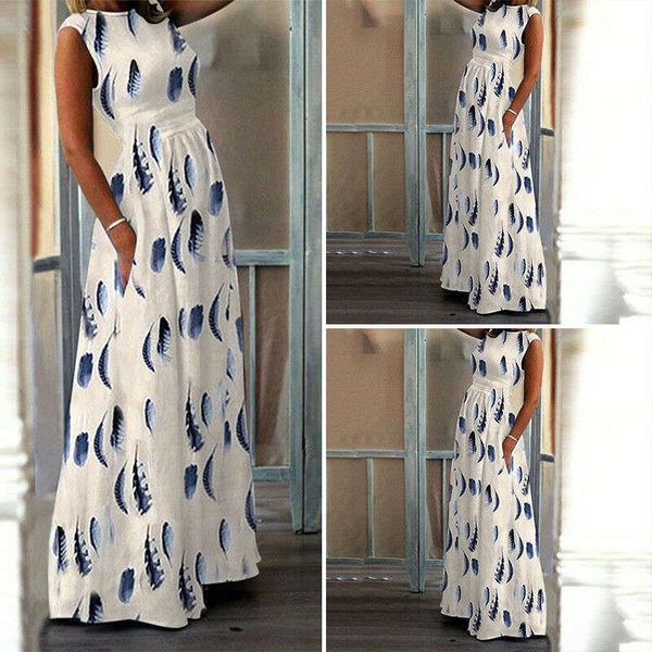 

new ethnic beach casual print long dress, Black;gray
