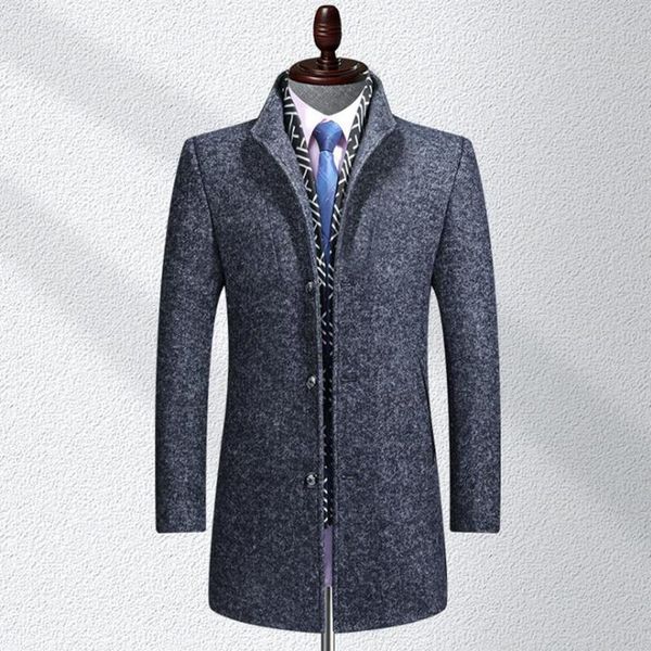 

winter woolen overcoat mens slim overcoats dust coat mens trench wool coats jacket male outerwear greatcoat men clothing, Black