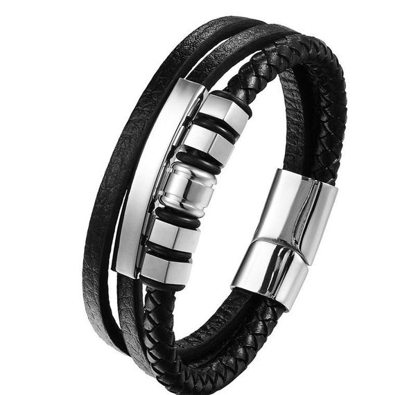 

stylish stainless steel bracelet & bangle silvery bracelet charm genuine leather man vintage jewelry 2018 yqa7f, Golden;silver