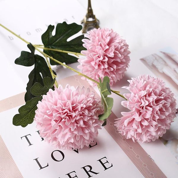 

10pcs new onionball large flower head simulation dandelion branch home flower decoration silk wedding wall holding flores1
