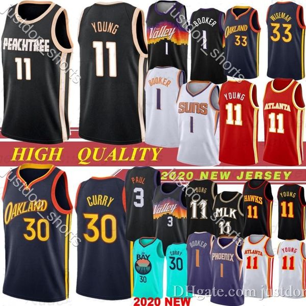 

trae 11 young stephen 30 curry wiseman men ncaa james new basketball jersey devin 1 booker chris 3 paul manu 20 ginobili 2020 top, Black;red