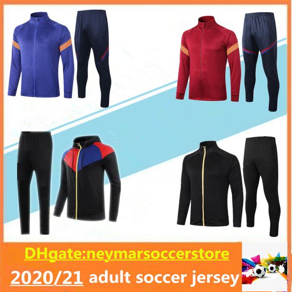 

2020 messi zipper soccer jacket tracksuit 20/21 pique maillot de foot suarez coutinho hoodies training suit, Black