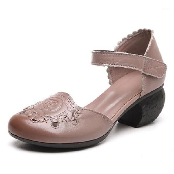 

sandals 2021 summer classic retro non-slip wear elegant high heel shoes fashion genuine leather women casual shoes1, Black