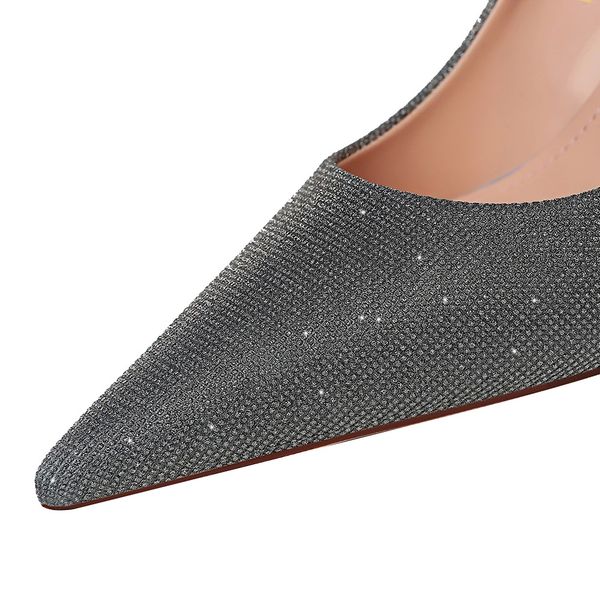 

women 7.5cm 9.5cm high heels wedding bridal pumps glitter luxury elegant scarpins lady prom stiletto bling fetish low heel shoesmultifunctio, Black