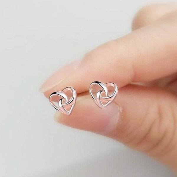 

stud crossing heart shape earrings for women fashion simple silver earring girls ear jewelry supplies orecchini, Golden;silver